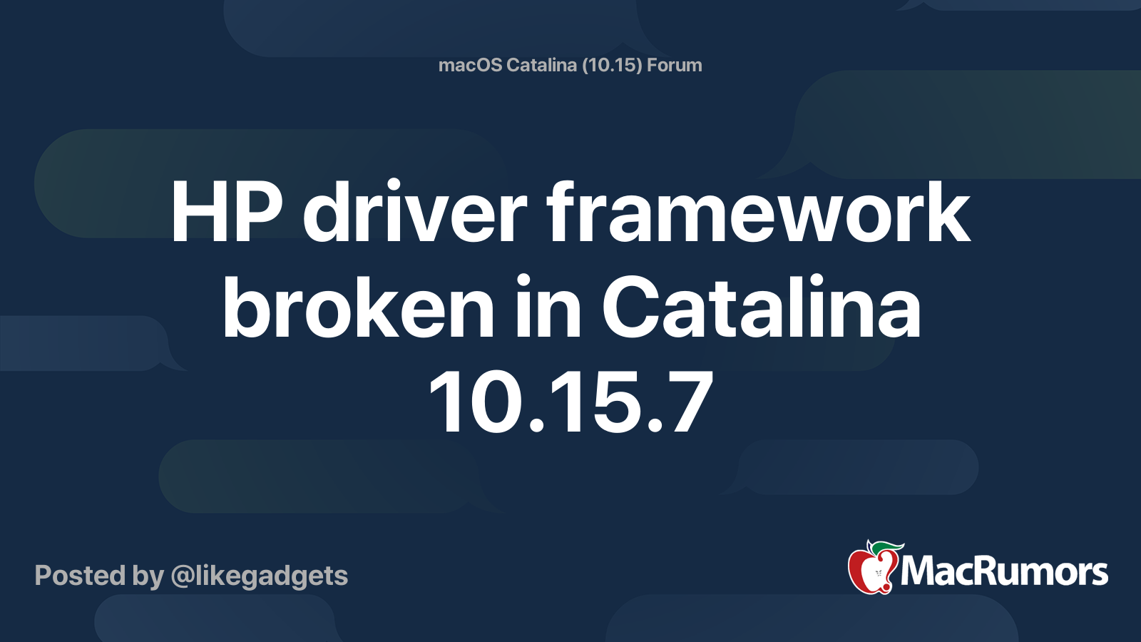 Hp Driver Framework Broken In Catalina 10 15 7 Macrumors Forums