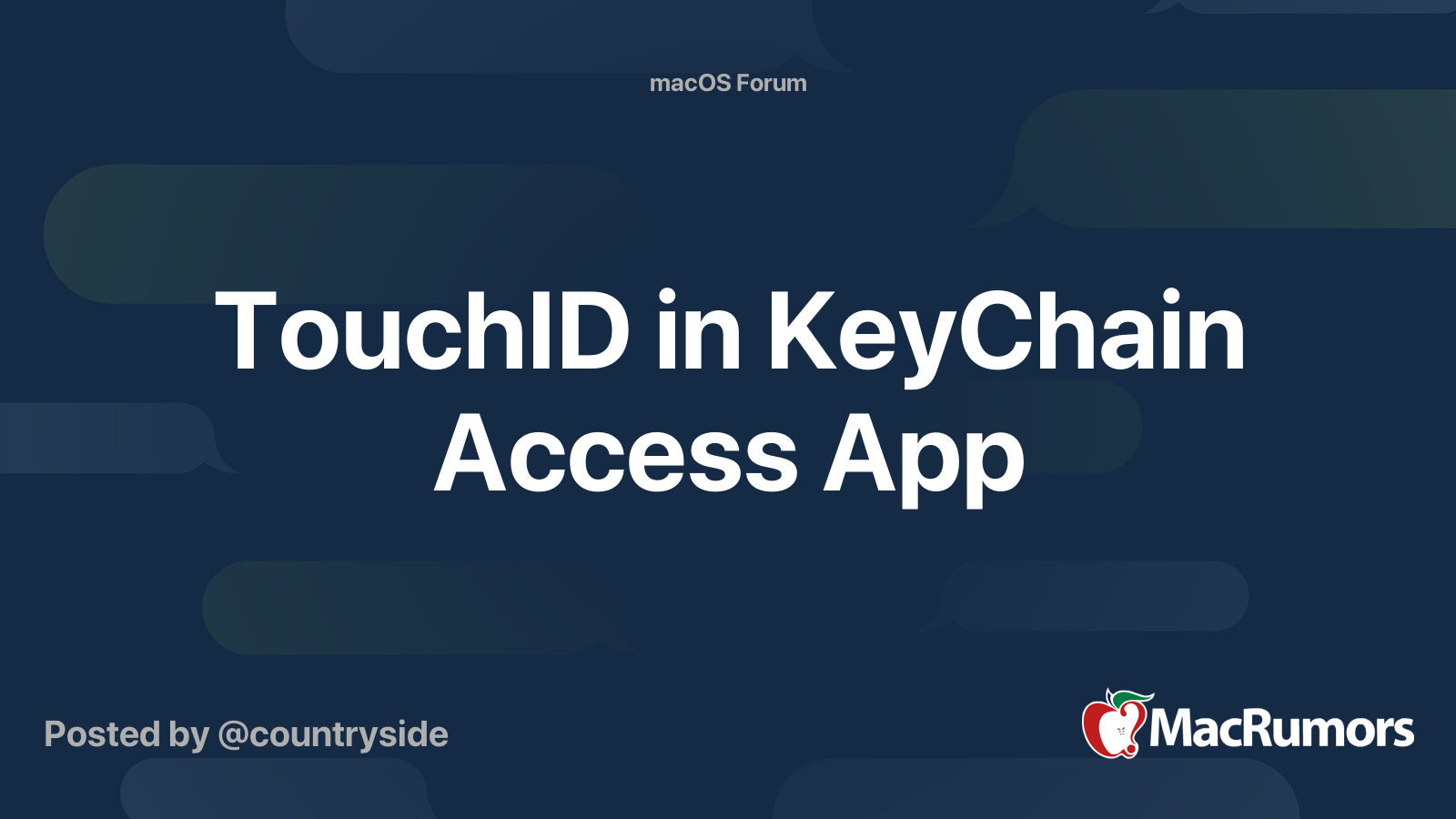 TouchID in KeyChain Access App MacRumors Forums