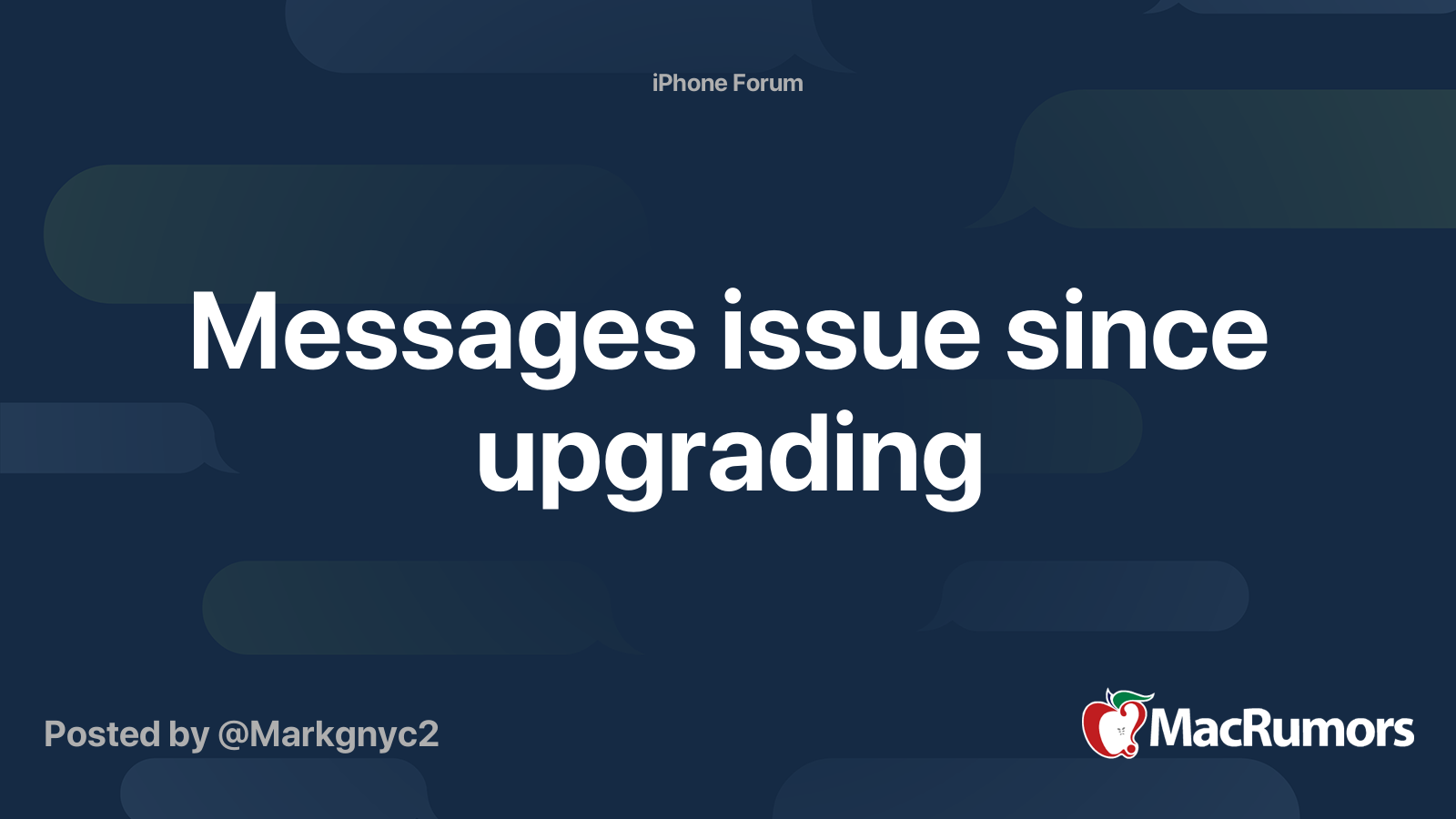 Messages issue since upgrading | MacRumors Forums