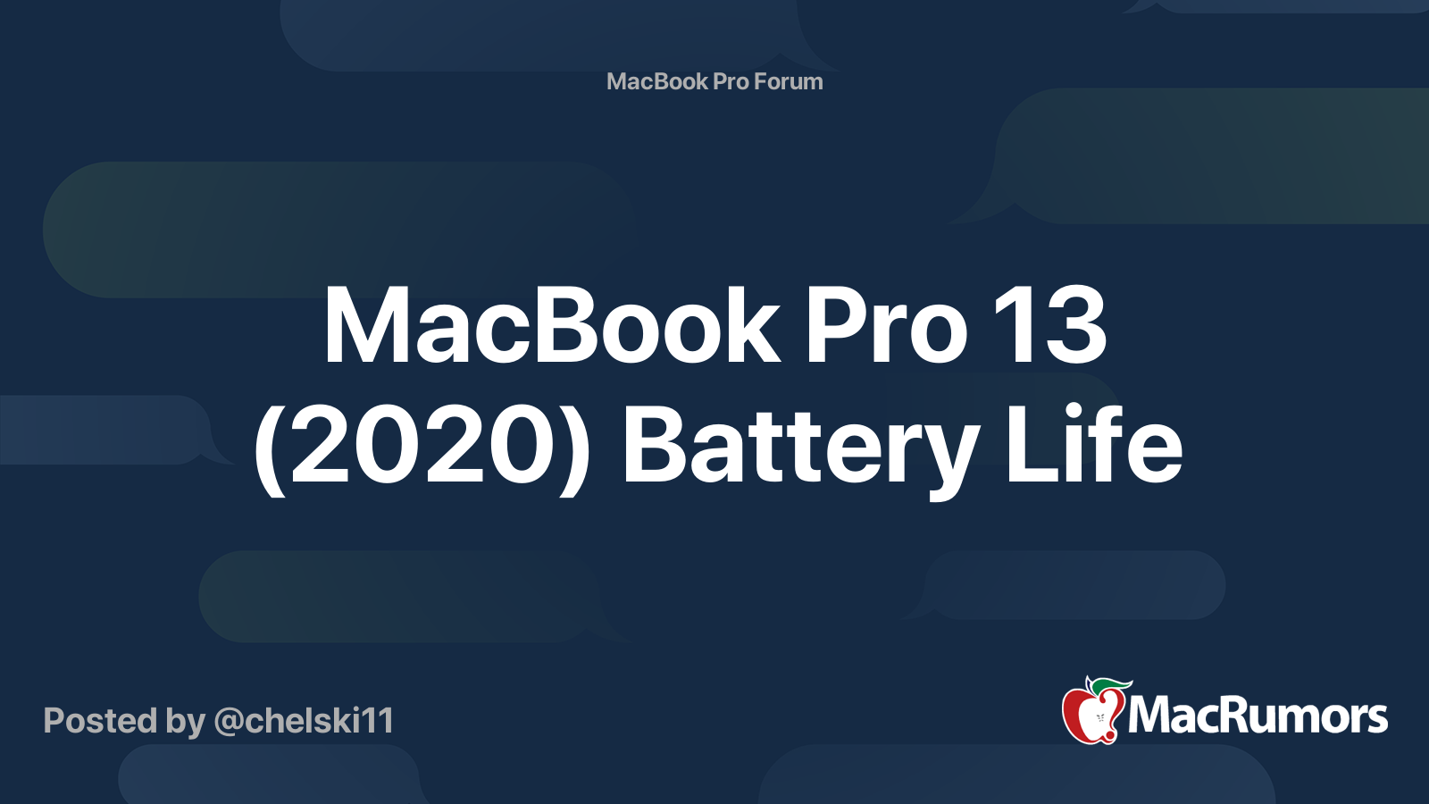 MacBook Pro 13 (2020) Battery Life MacRumors Forums
