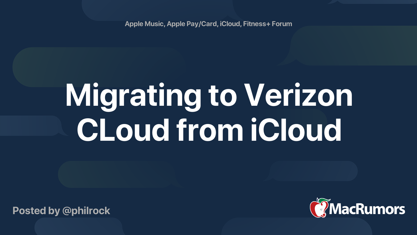 Migrating to Verizon CLoud from iCloud MacRumors Forums