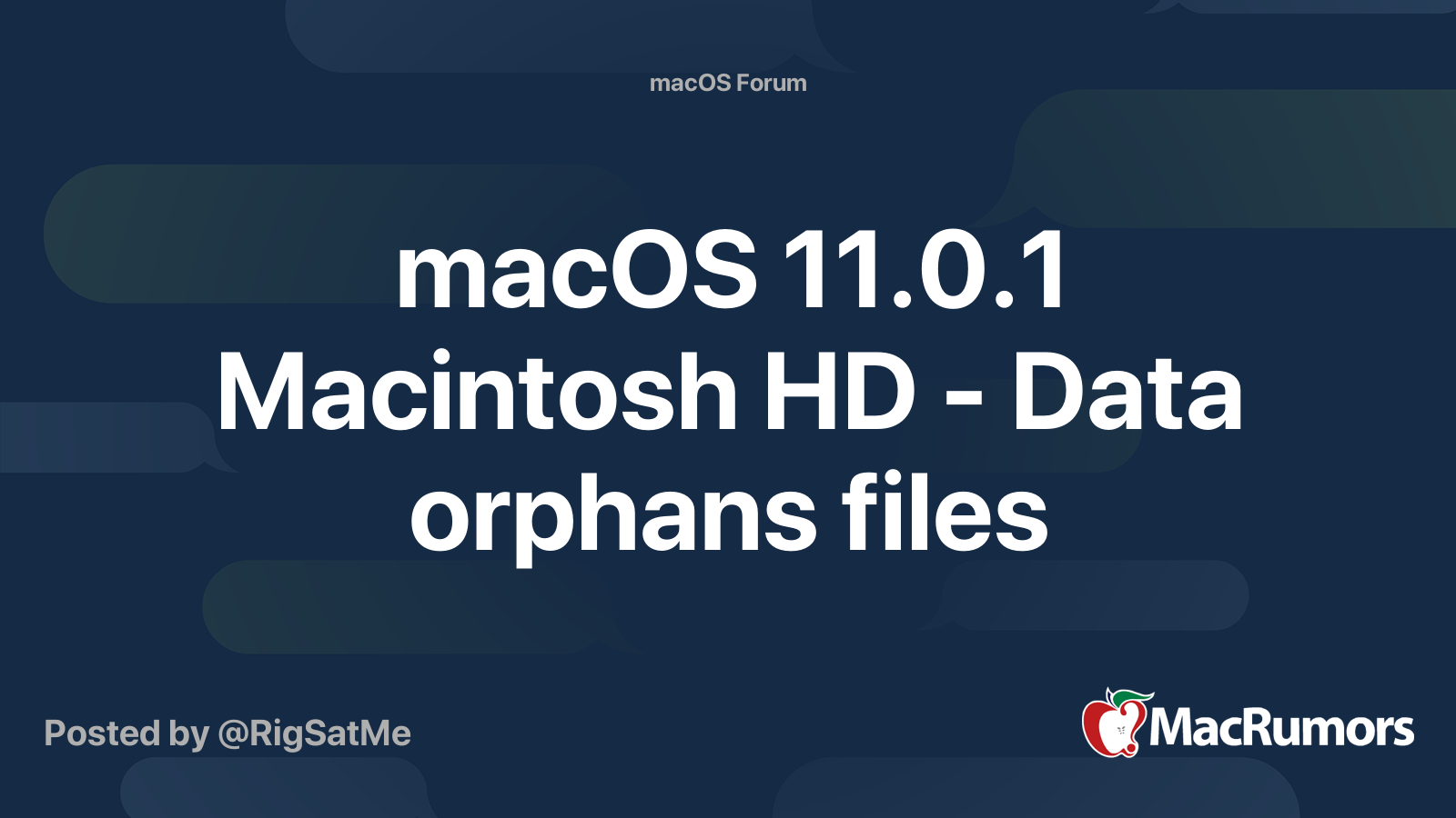 MacOS 11 0 1 Macintosh HD Data Orphans Files MacRumors Forums