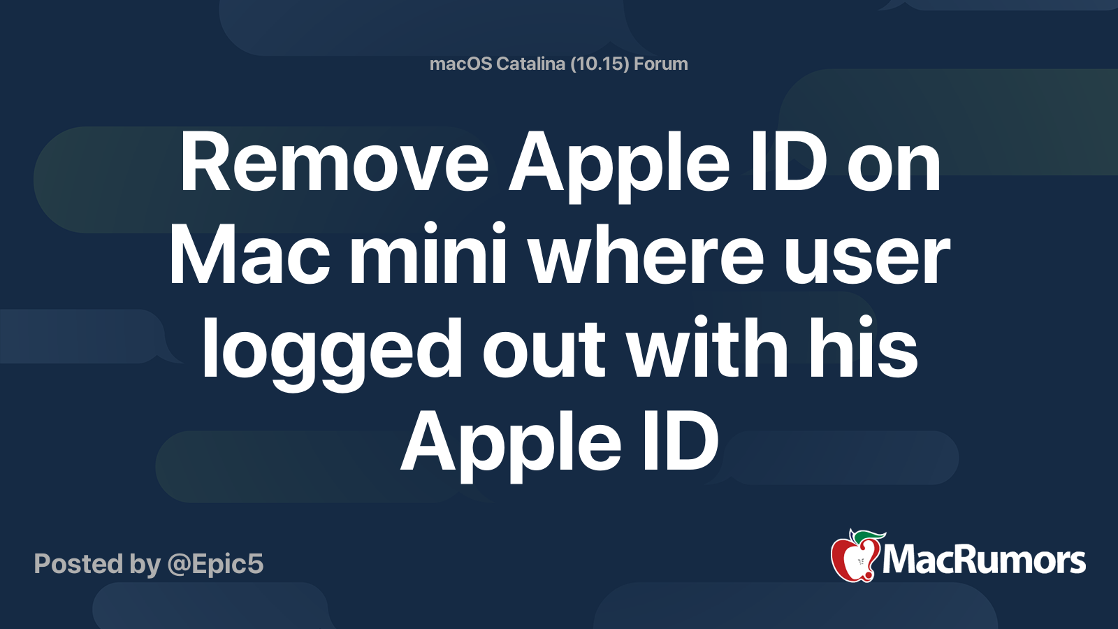 Remove Apple ID on Mac mini where user logged out with his Apple ID