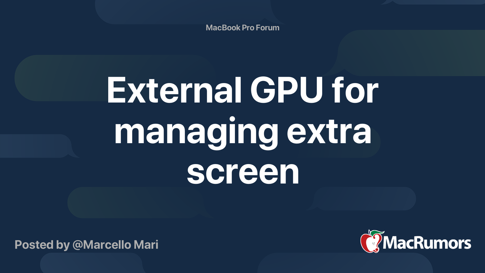 External GPU for managing extra screen MacRumors Forums