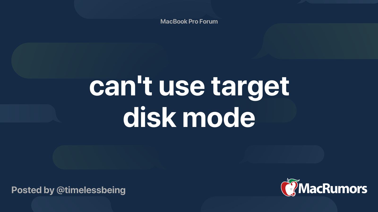 can't use target disk mode | MacRumors Forums
