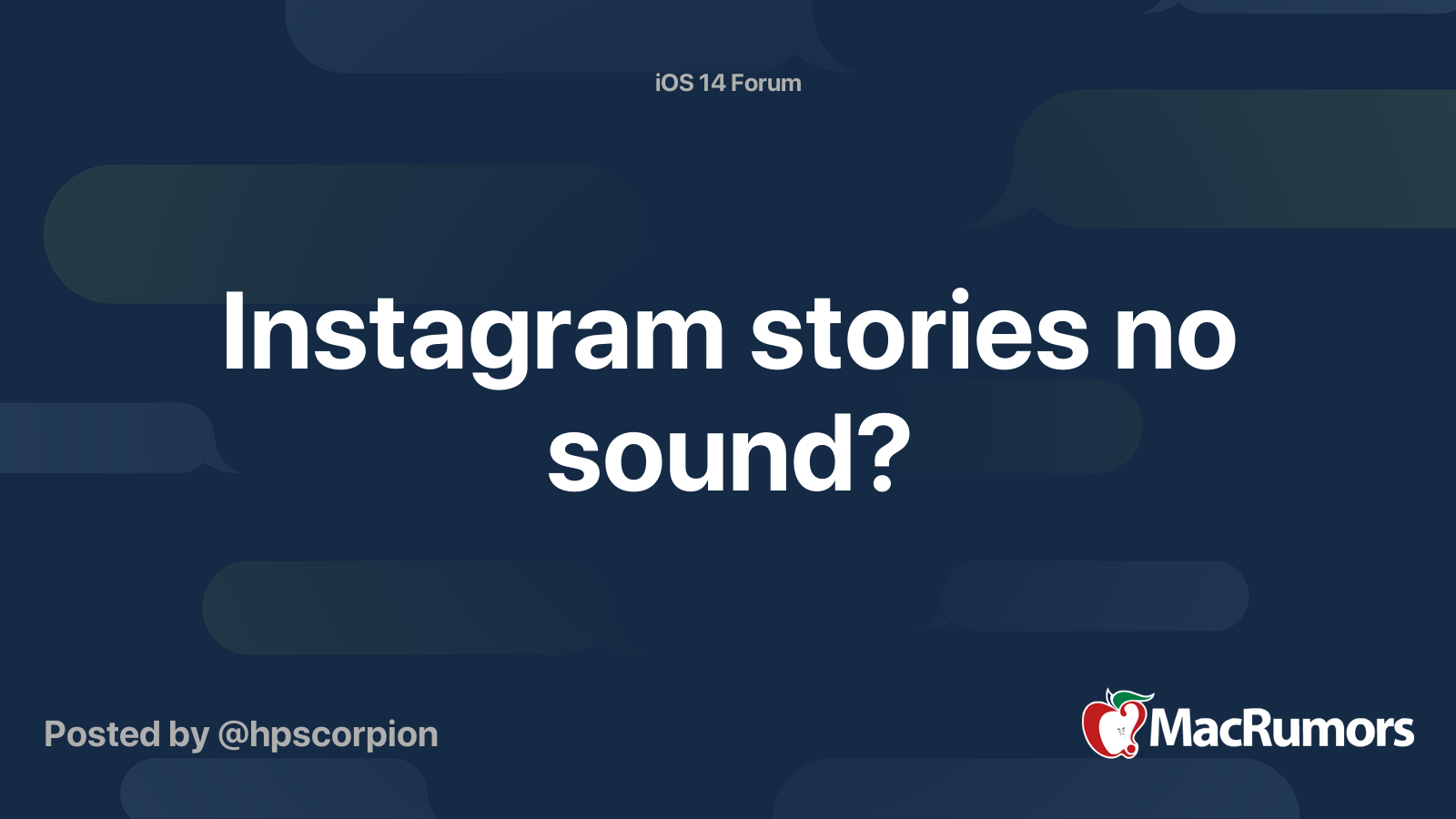 Instagram stories no sound? | MacRumors Forums