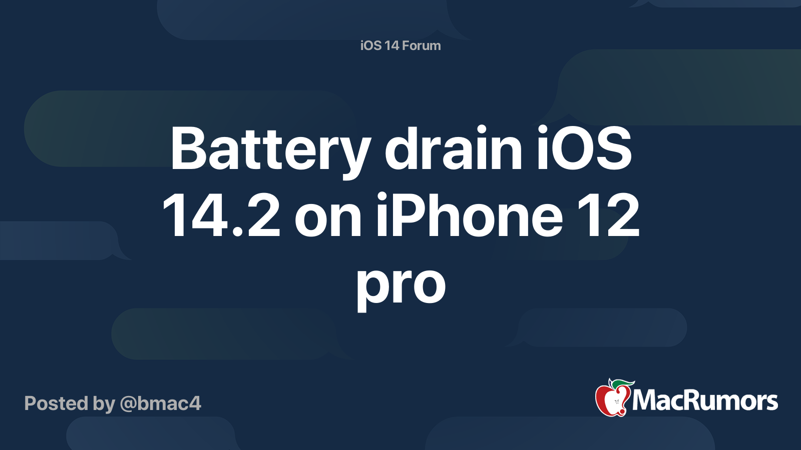 Battery drain iOS 14.2 on iPhone 12 pro | MacRumors Forums