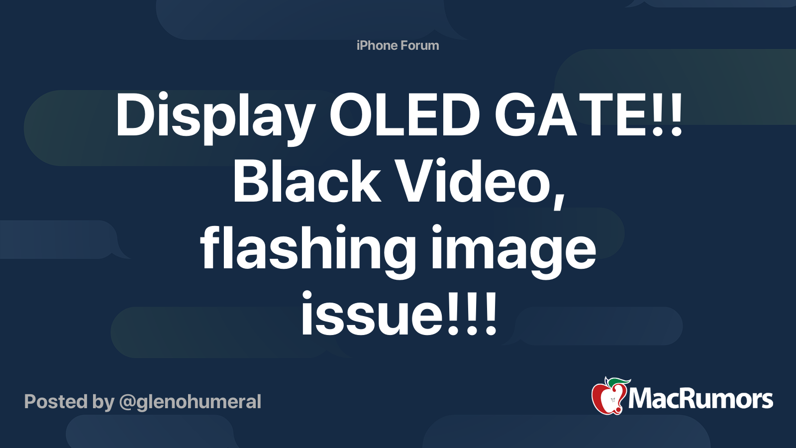 Display OLED GATE!! Black Video, flashing image issue!!! MacRumors Forums