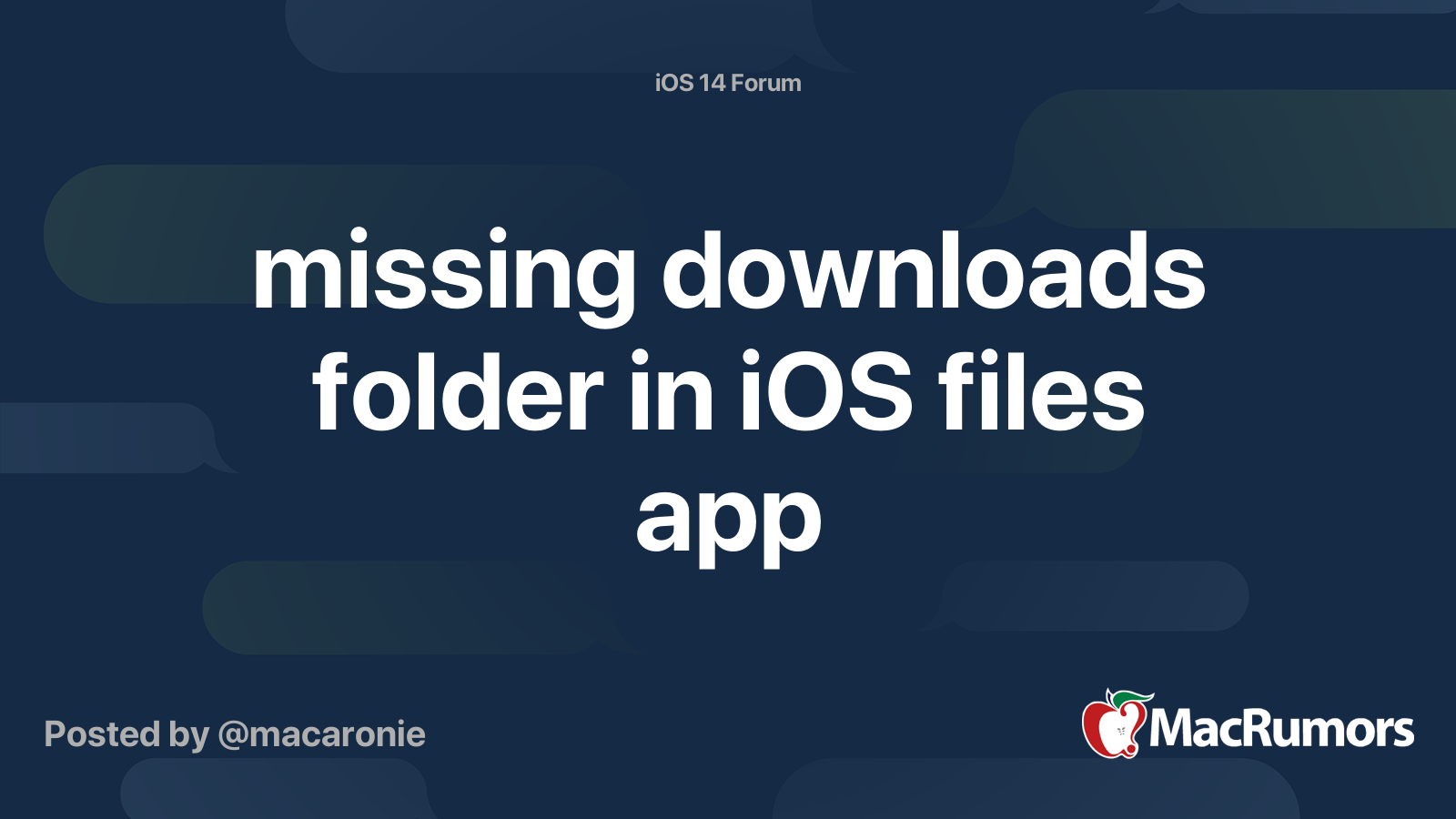 missing downloads folder in iOS files app MacRumors Forums