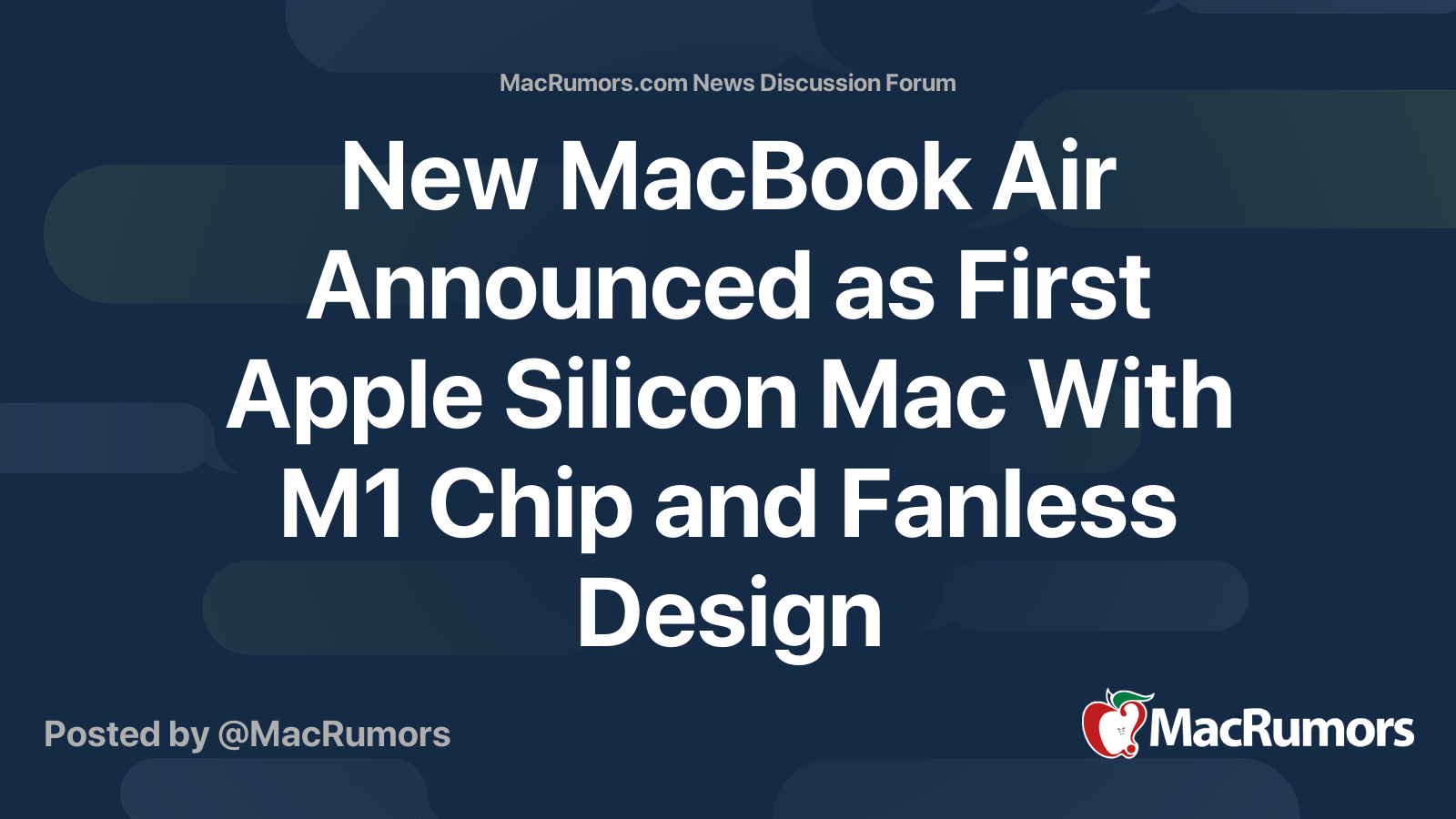 New MacBook Air Announced as First Apple Silicon Mac With M1 Chip and ...