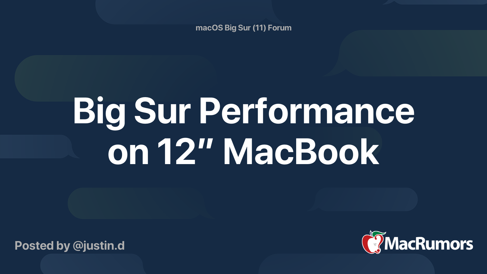 Big Sur Performance on 12” MacBook | MacRumors Forums