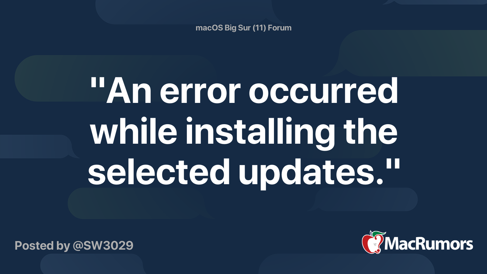 "An error occurred while installing the selected updates." | MacRumors ...