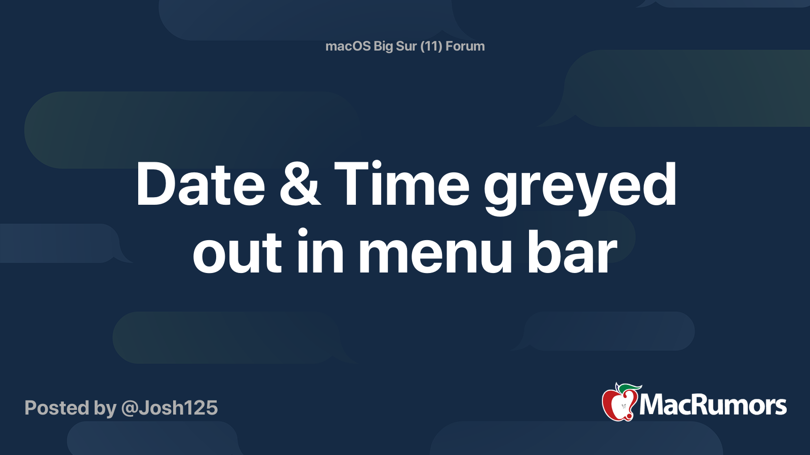 Date & Time greyed out in menu bar MacRumors Forums