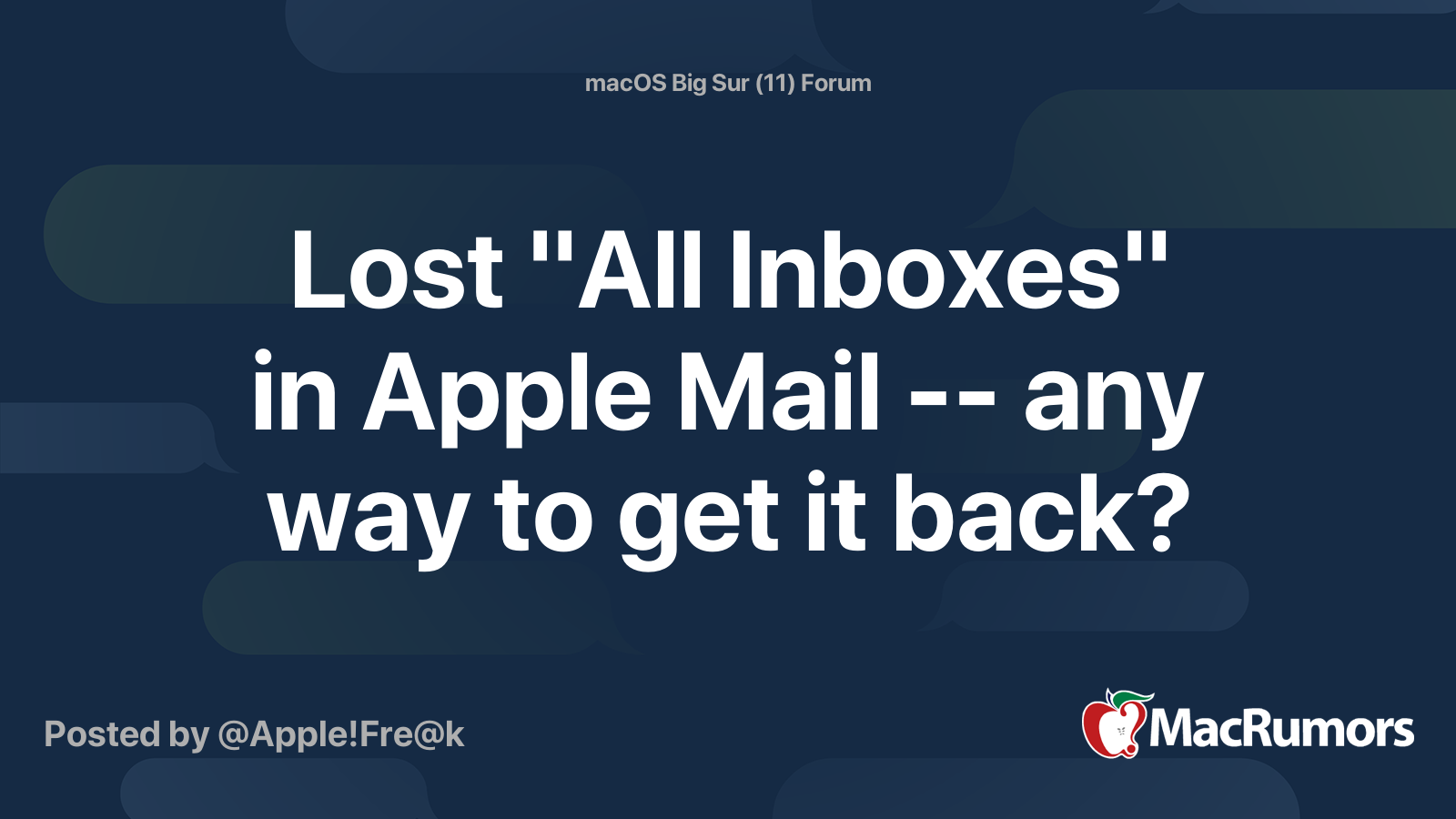 Lost "All Inboxes" in Apple Mail any way to get it back? MacRumors