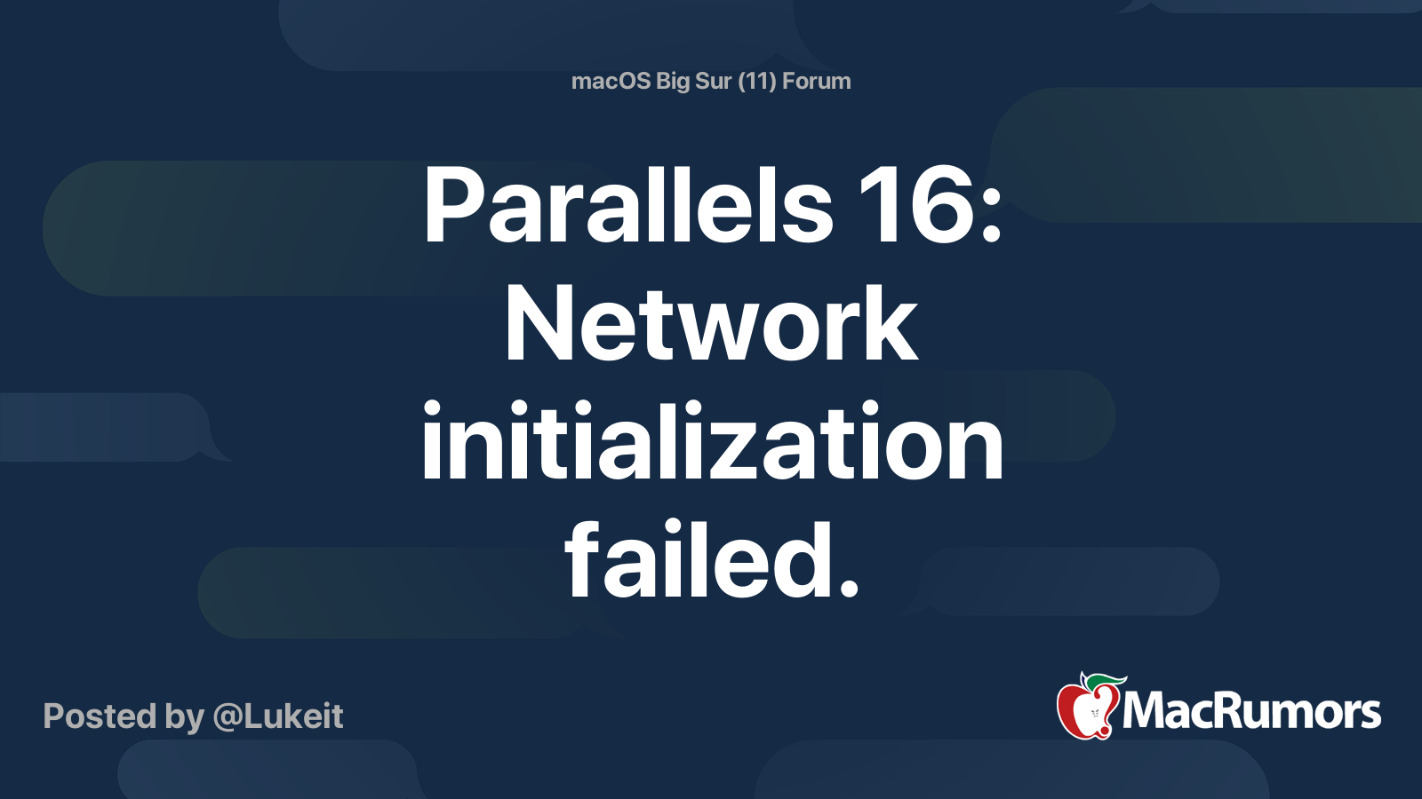 Parallels 16: Network initialization failed.