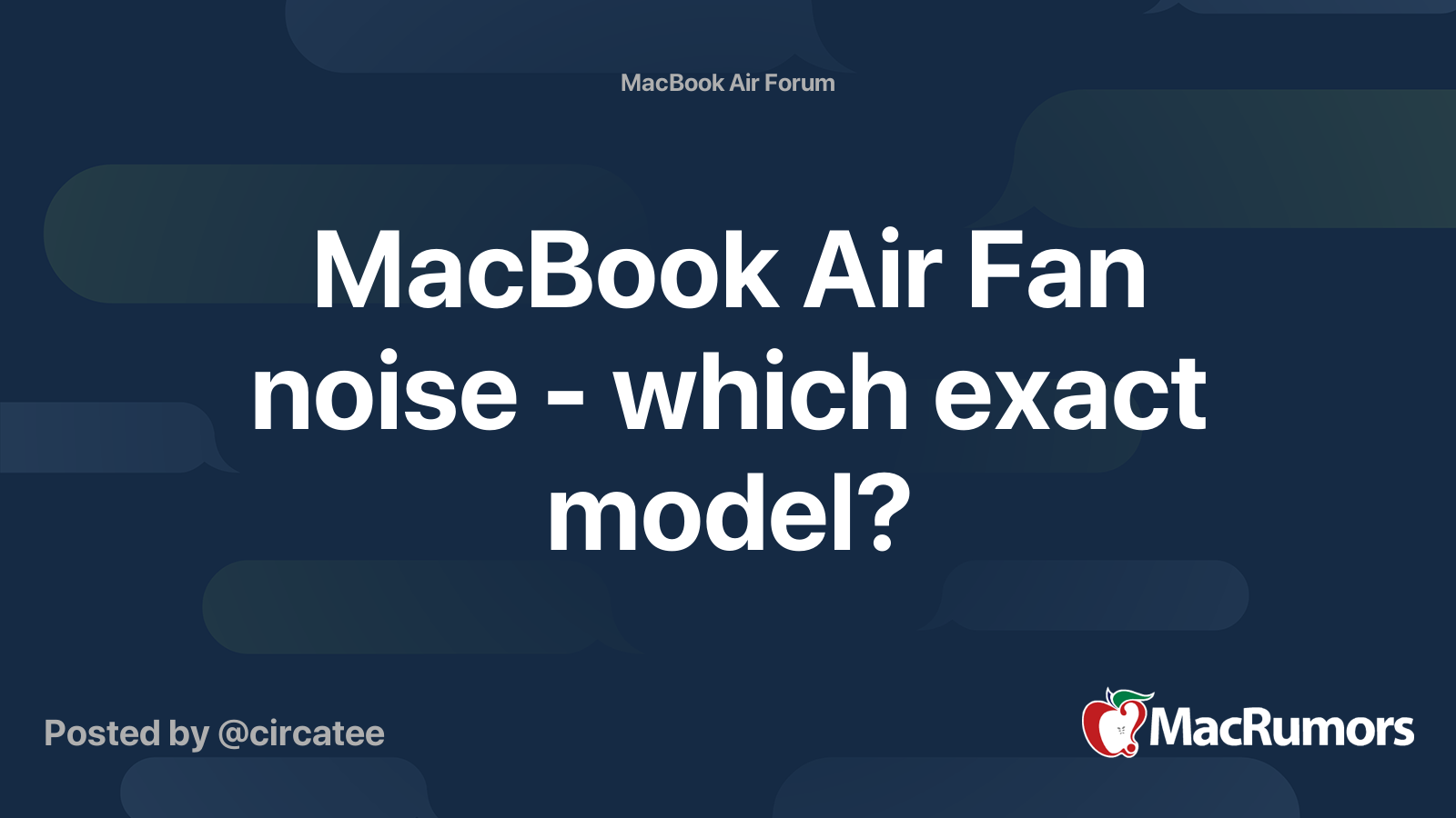 MacBook Air Fan noise which exact model? MacRumors Forums