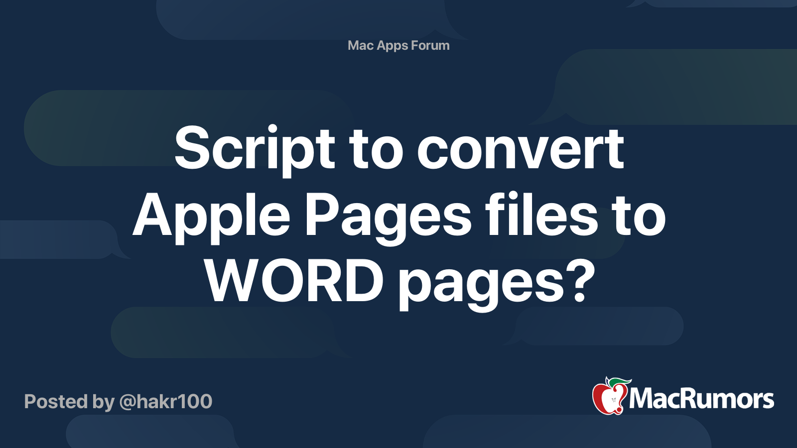 Script to convert Apple Pages files to WORD pages? MacRumors Forums