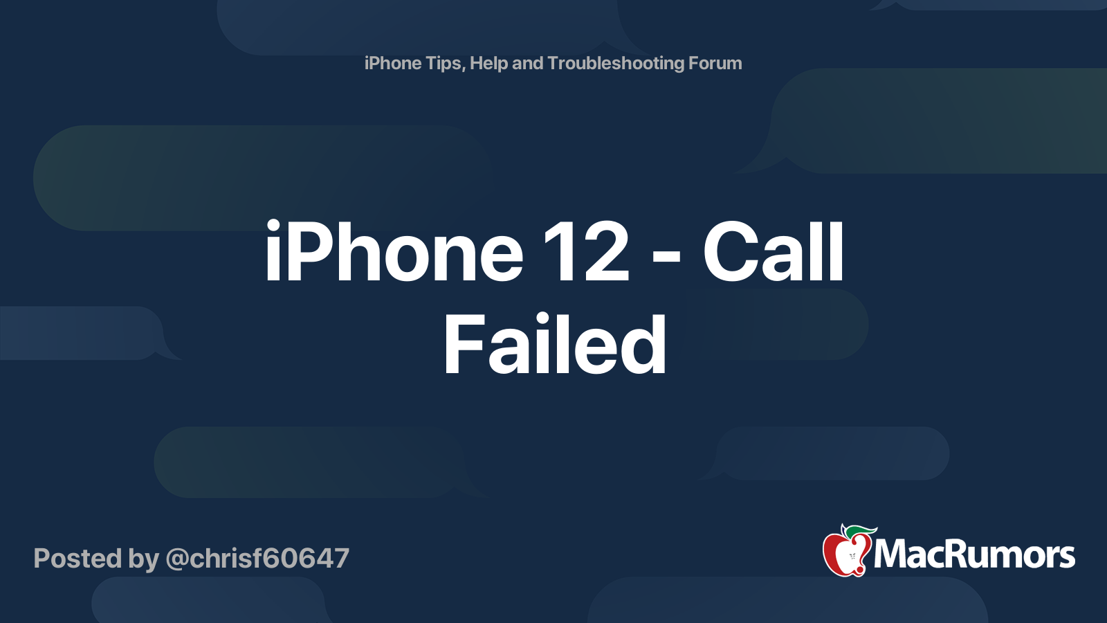 iPhone 12 - Call Failed | MacRumors Forums