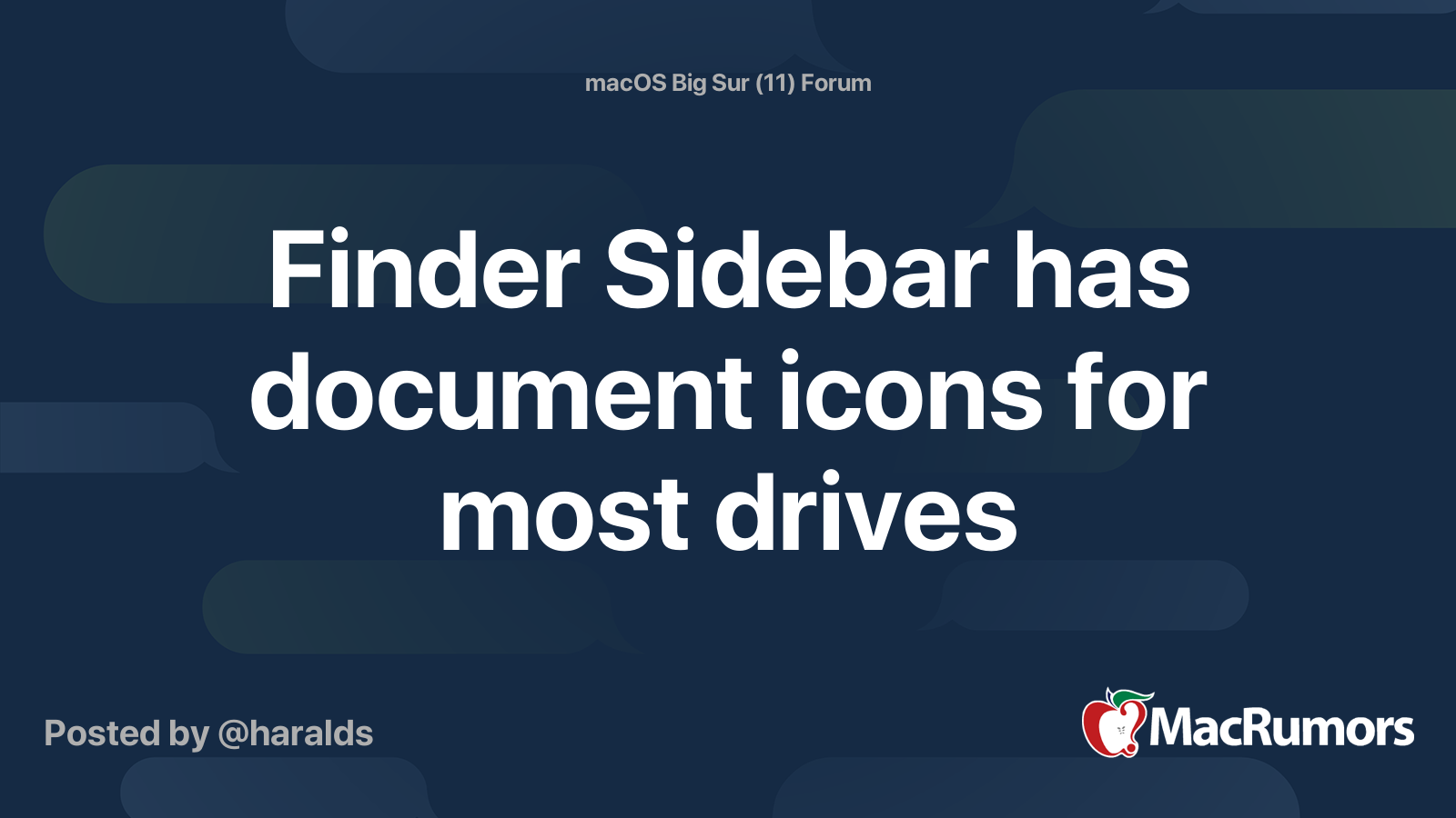 Finder Sidebar has document icons for most drives | MacRumors Forums