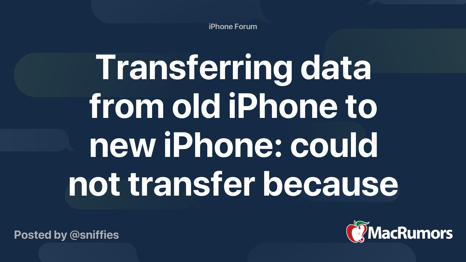 Transferring data from old iPhone to new iPhone: could not transfer because  not enough storage | MacRumors Forums