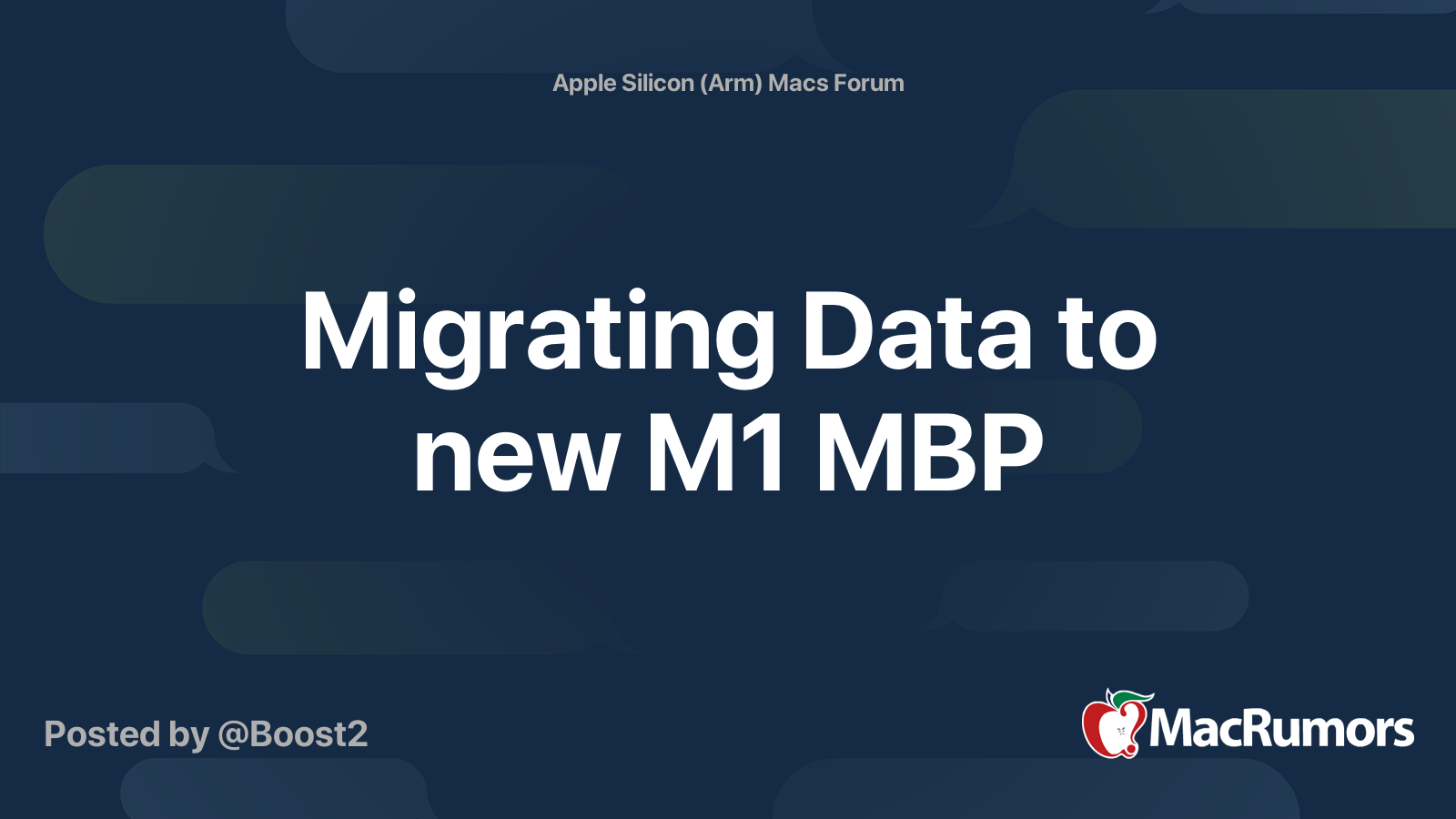 Migrating Data to new M1 MBP | MacRumors Forums