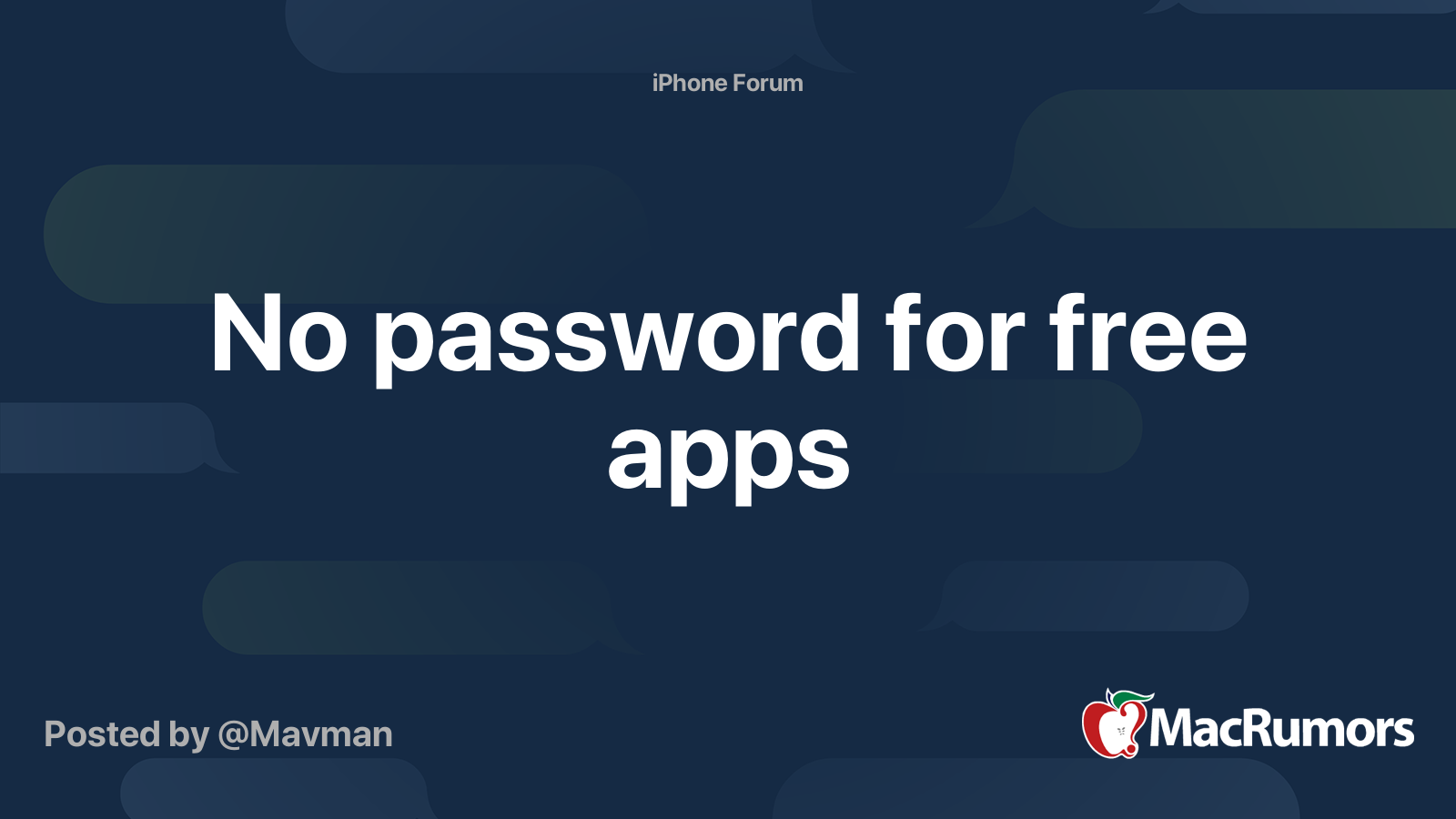 No Password For Free Apps MacRumors Forums