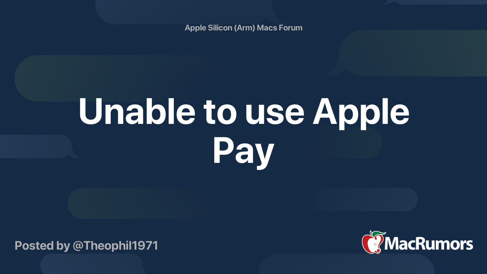 Unable to use Apple Pay | MacRumors Forums