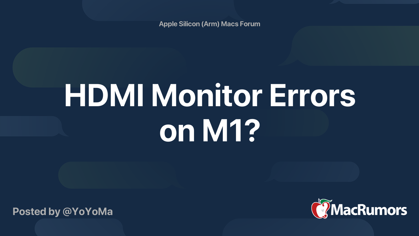 HDMI Monitor Errors on M1? MacRumors Forums
