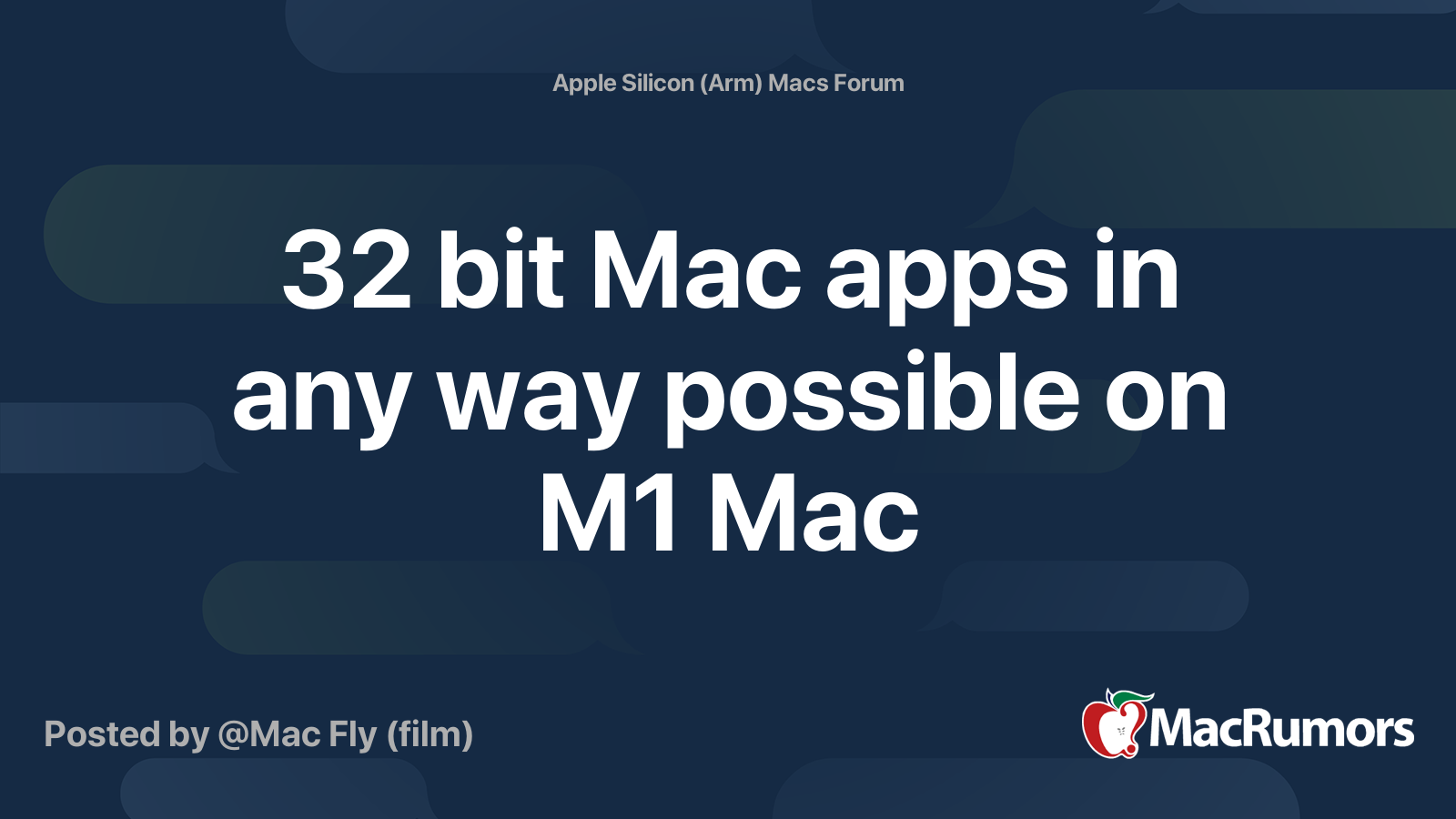 32 bit Mac apps in any way possible on M1 Mac MacRumors Forums