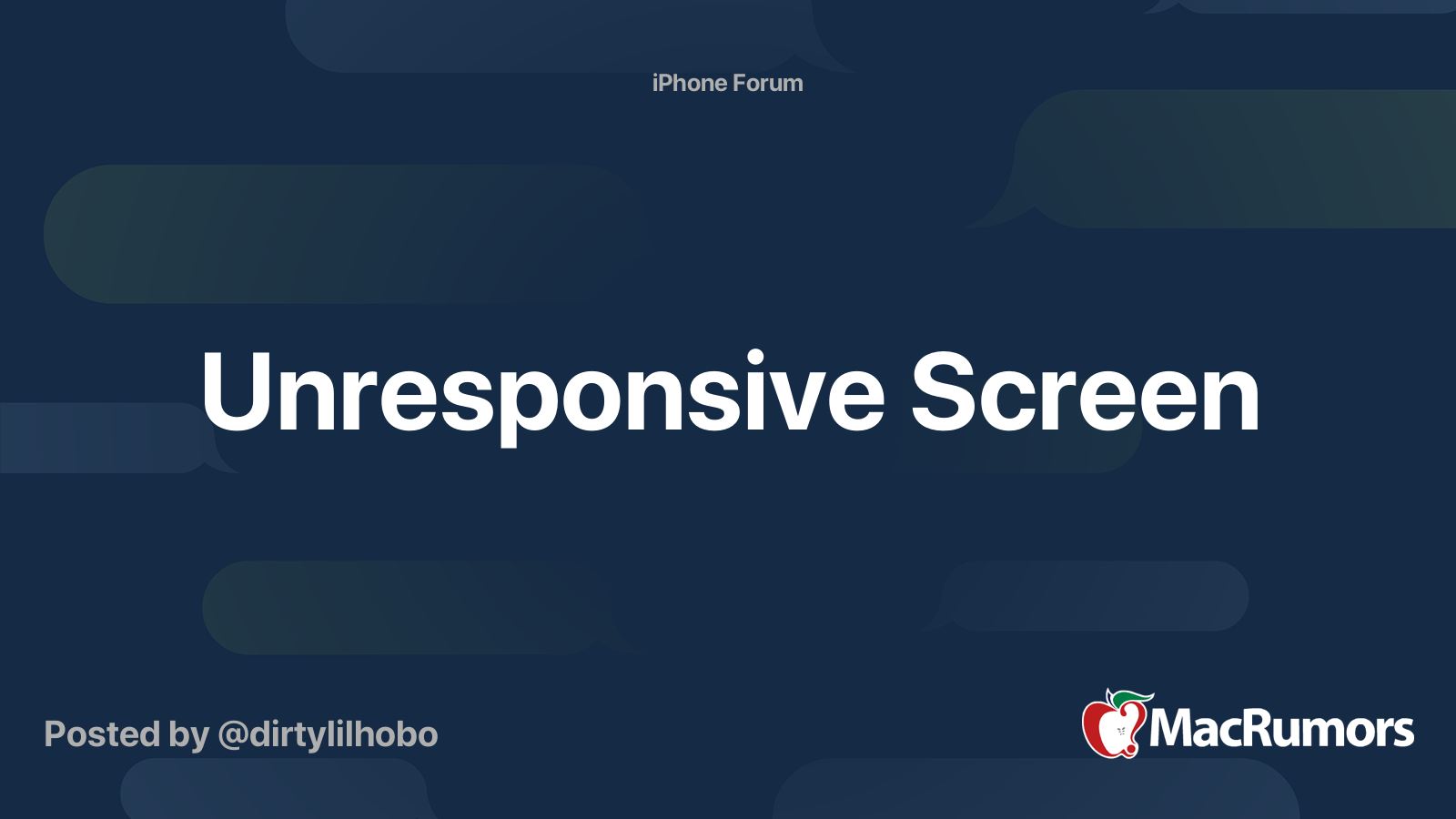 Unresponsive Screen MacRumors Forums