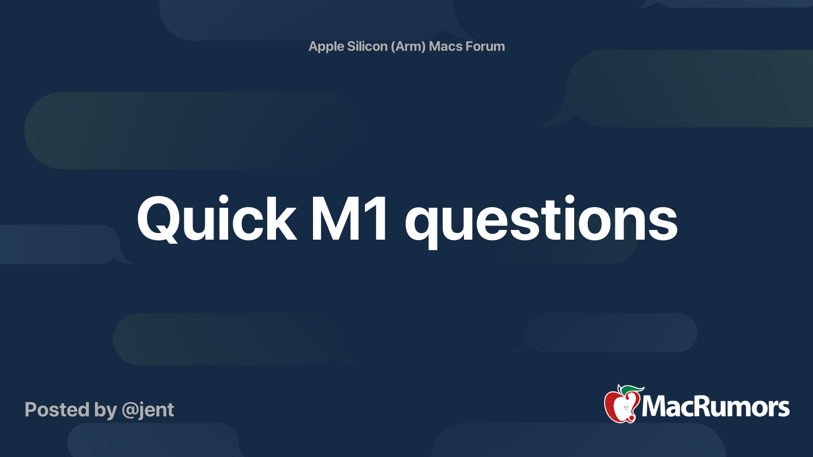 Quick M1 questions | MacRumors Forums