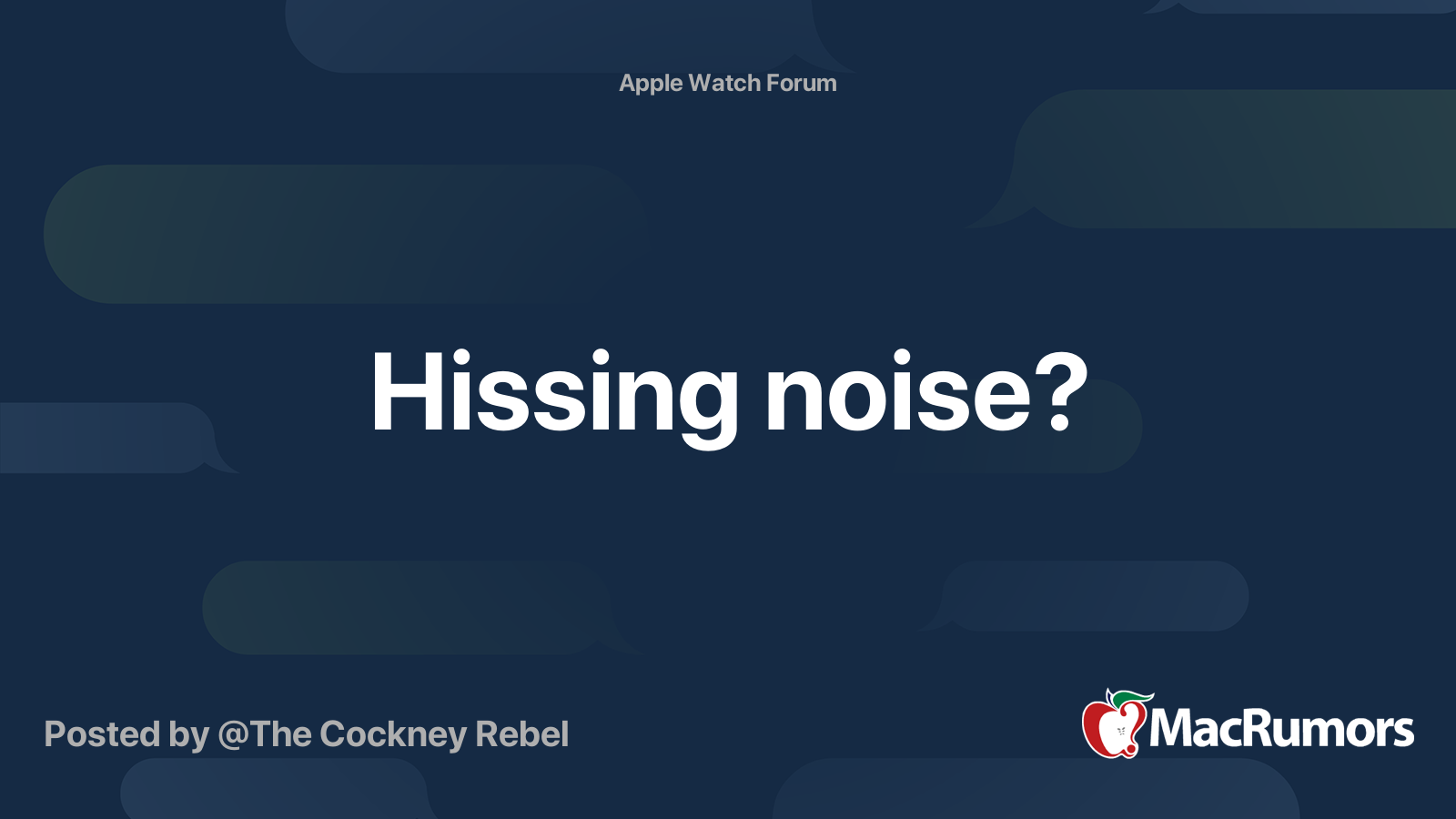 Hissing noise? MacRumors Forums