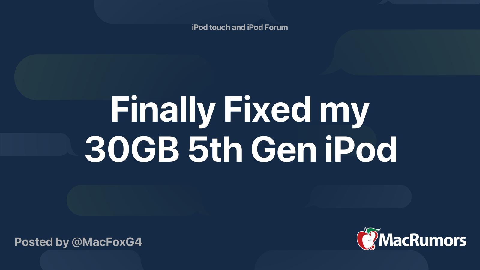 Finally Fixed My 30gb 5th Gen Ipod Macrumors Forums