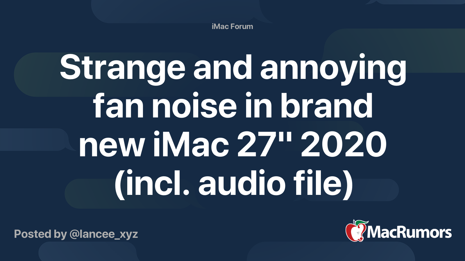 Strange and annoying fan noise in brand new iMac 27" 2020 (incl. audio
