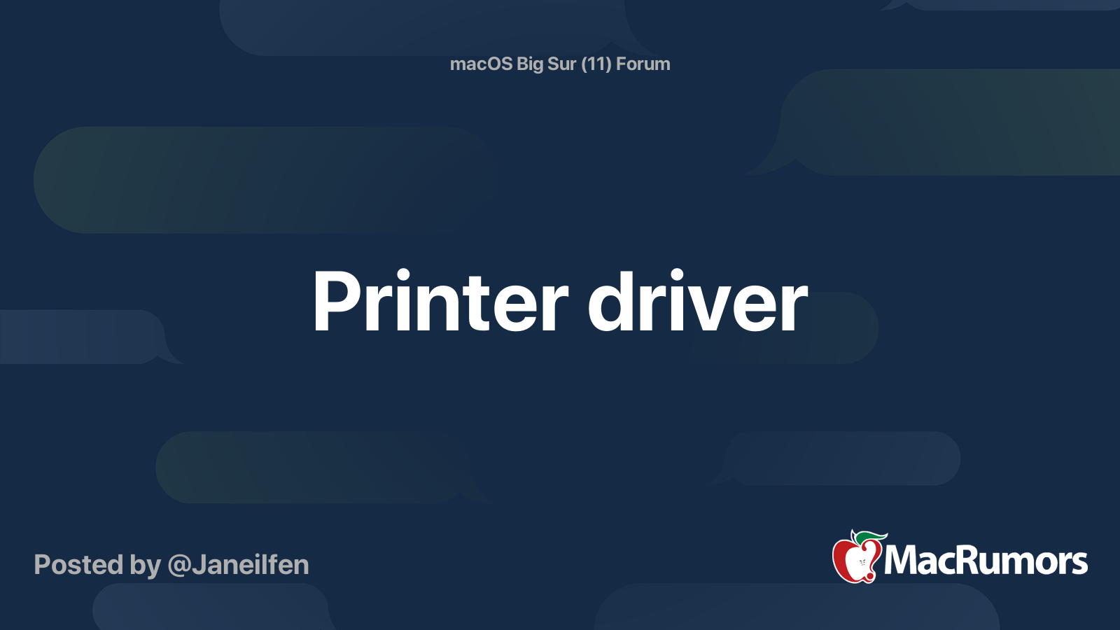 Printer Driver Macrumors Forums