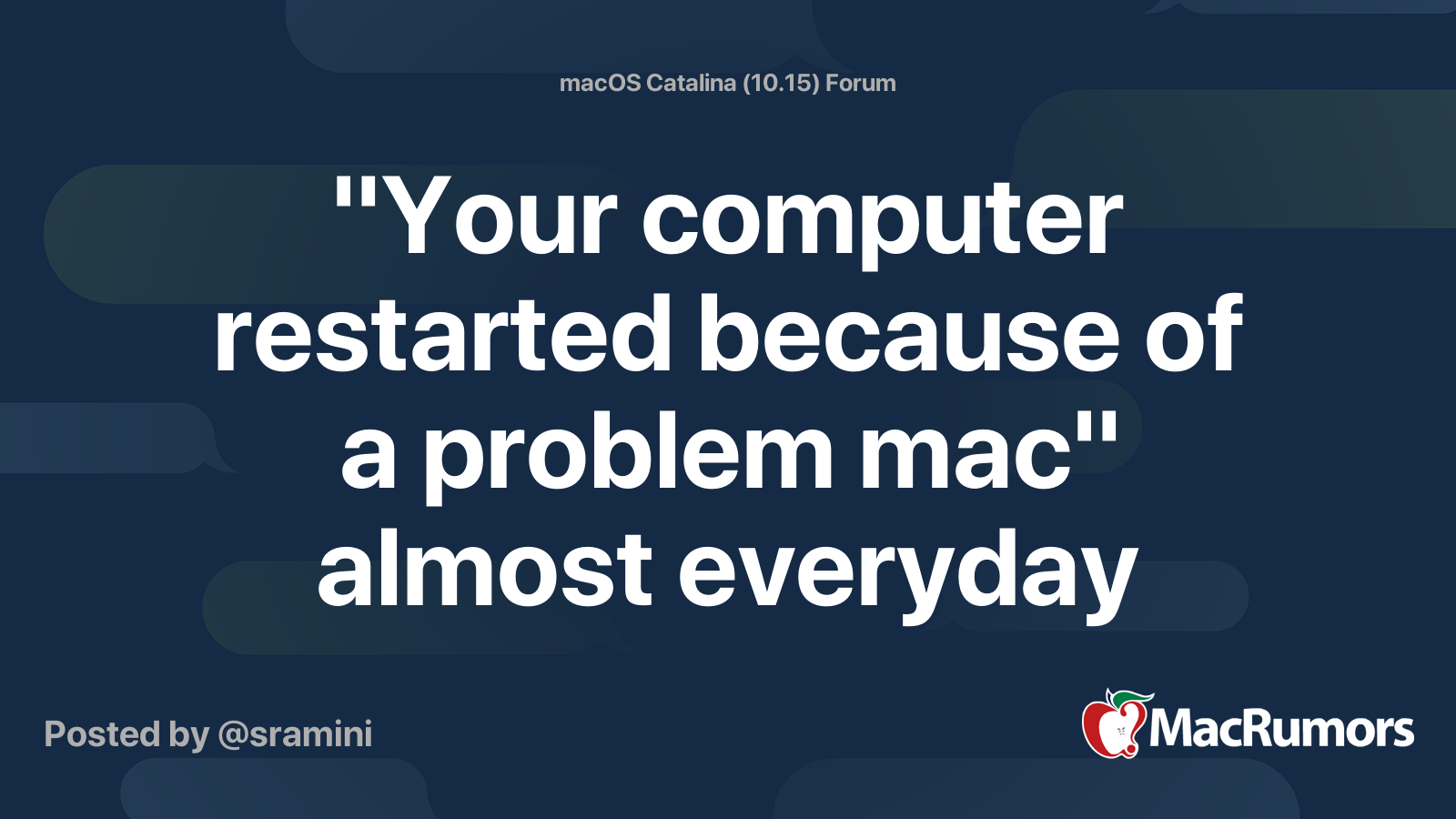 Mac your computer restarted because of a problem catalina