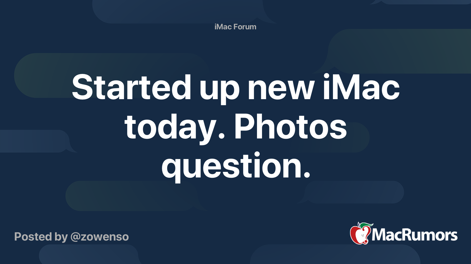 Started up new iMac today. Photos question. | MacRumors Forums