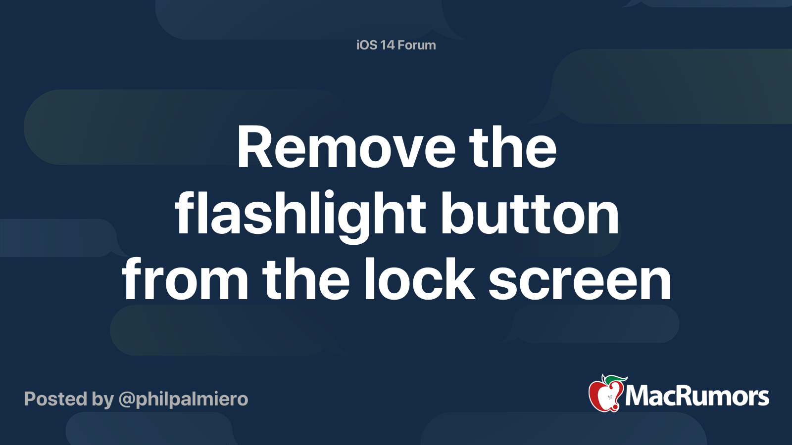 Remove the flashlight button from the lock screen | MacRumors Forums