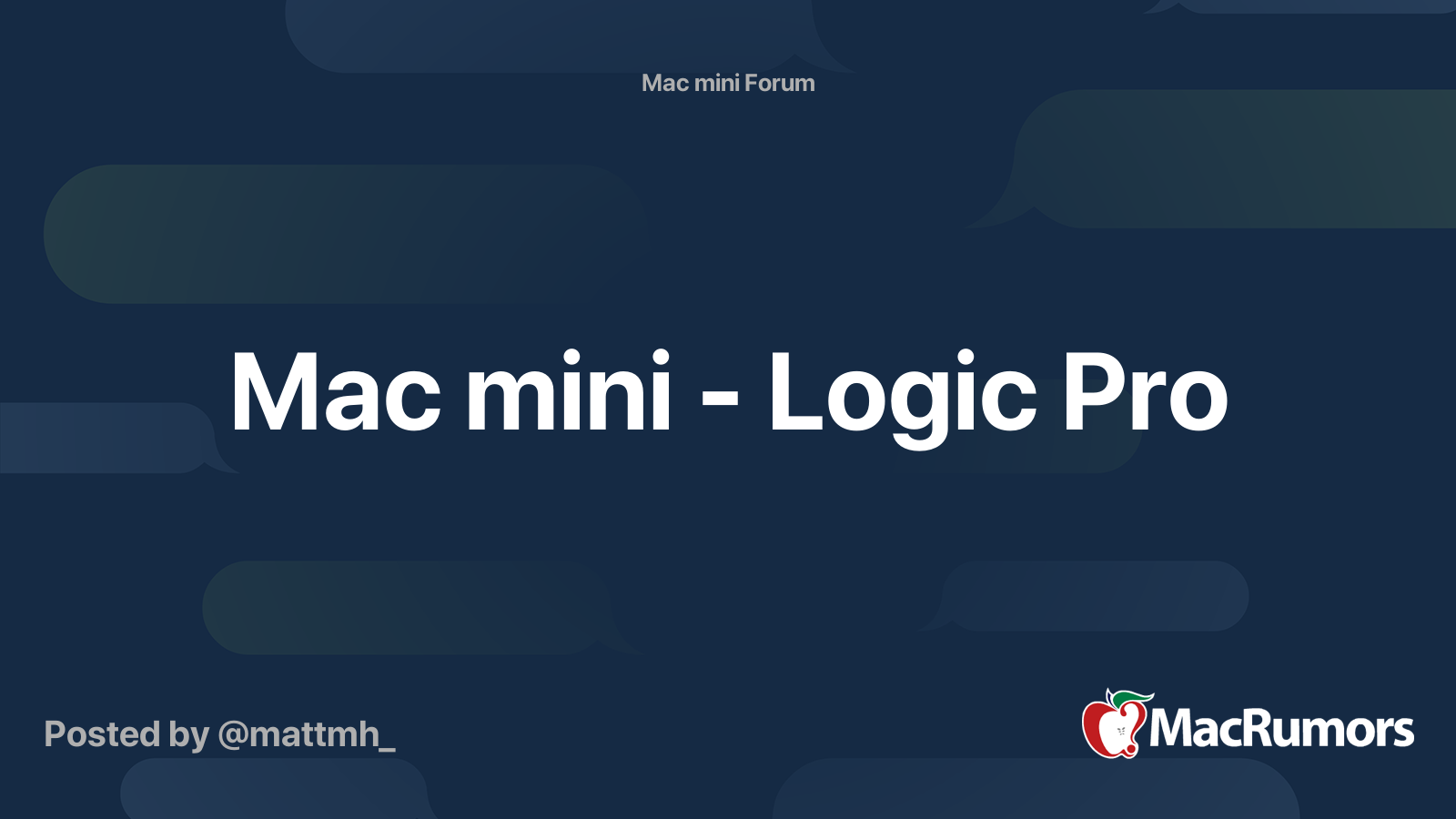 Mac Mini Logic Pro Macrumors Forums