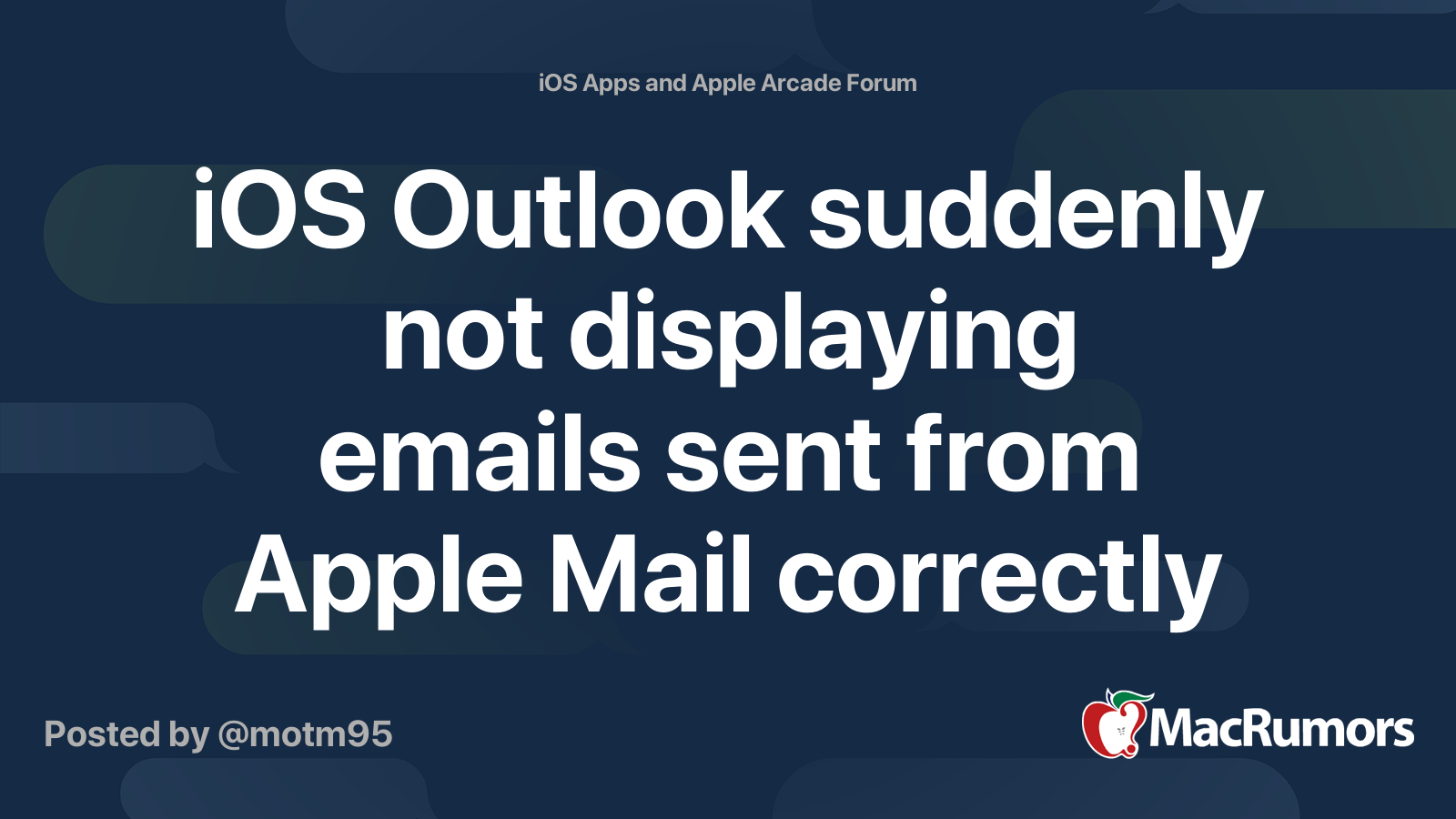 iOS Outlook suddenly not displaying emails sent from Apple Mail