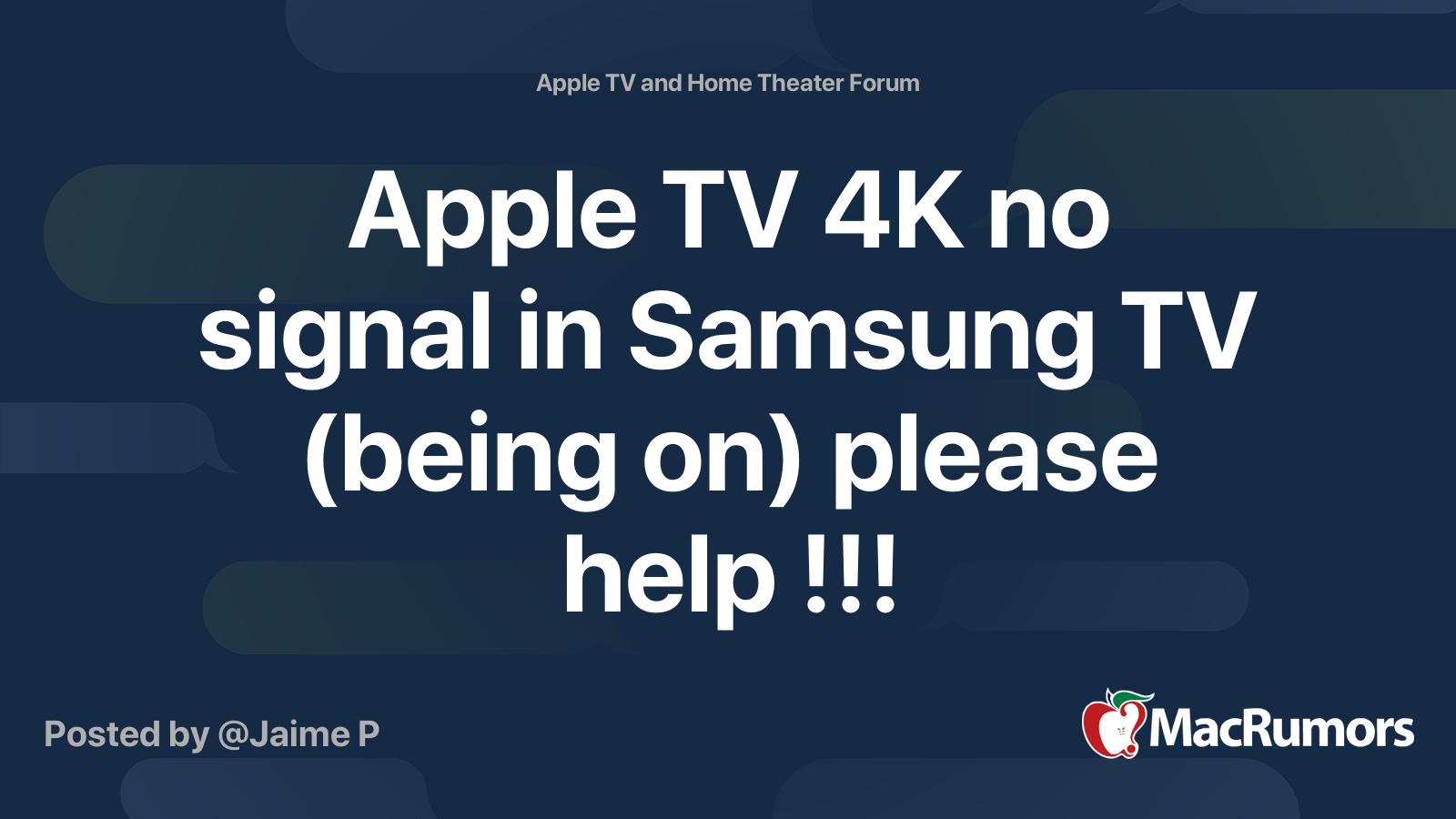 Apple TV no signal in Samsung TV (being on) please help !!! | MacRumors Forums