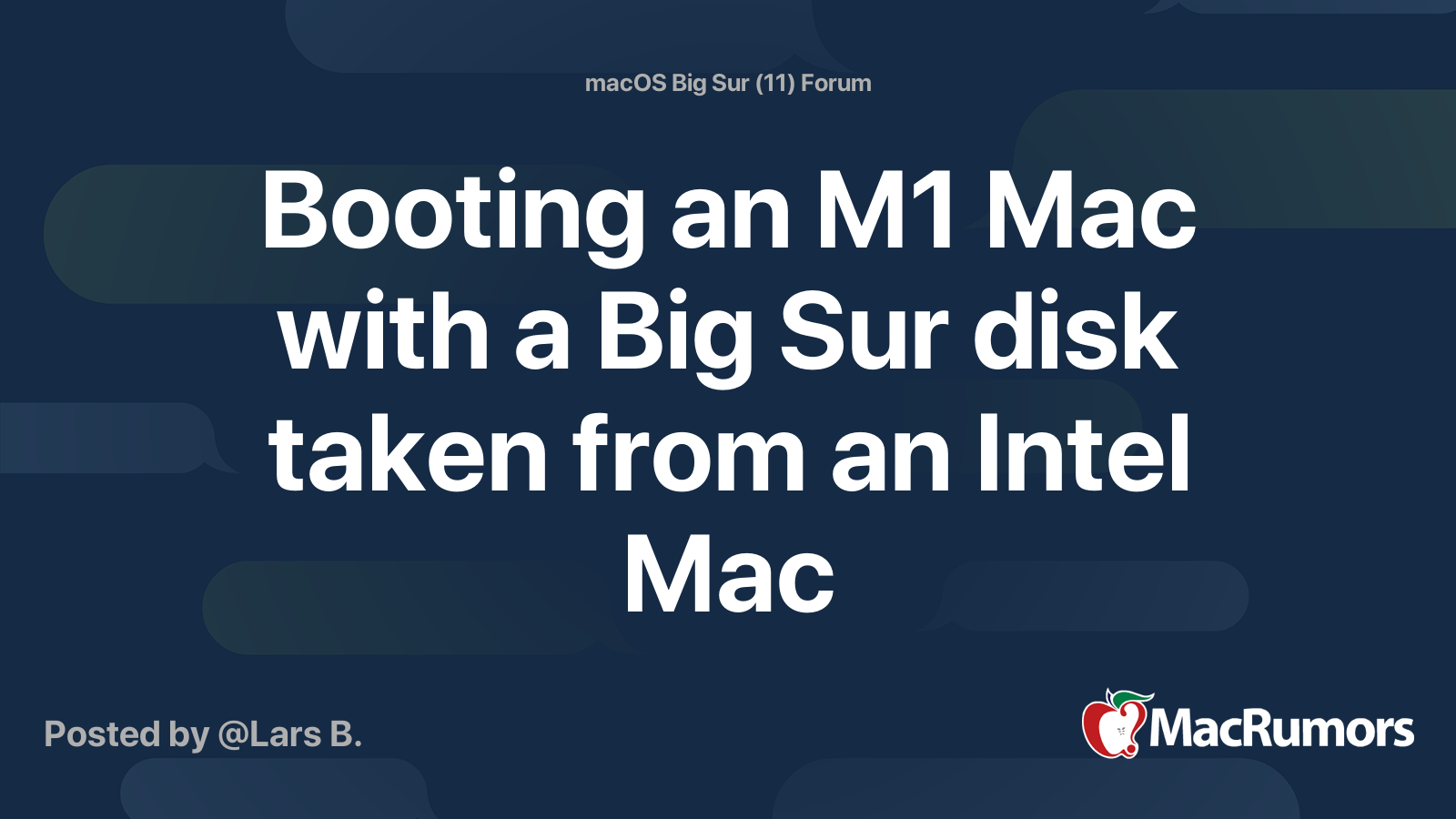 Booting an M1 Mac with a Big Sur disk taken from an Intel Mac ...