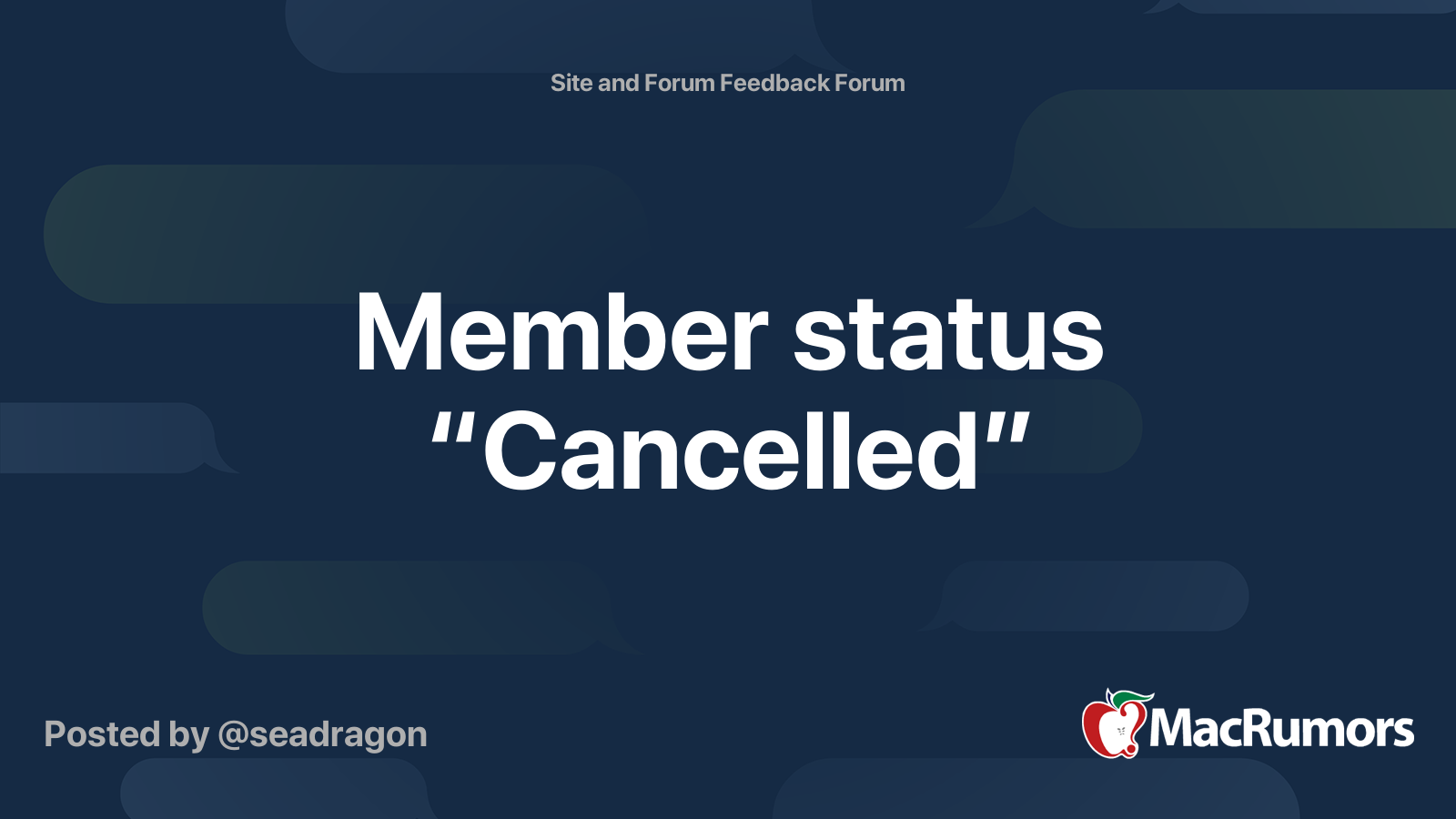 Member status “Cancelled” MacRumors Forums