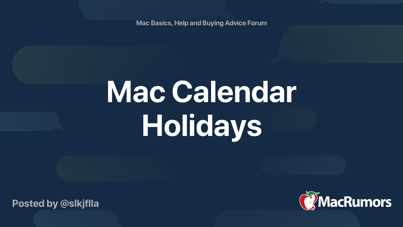 Mac Calendar Holidays MacRumors Forums