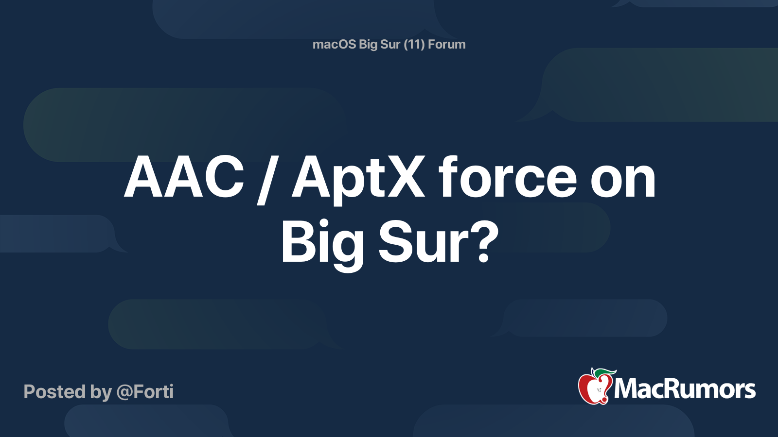 AAC / AptX force on Big Sur? | MacRumors Forums