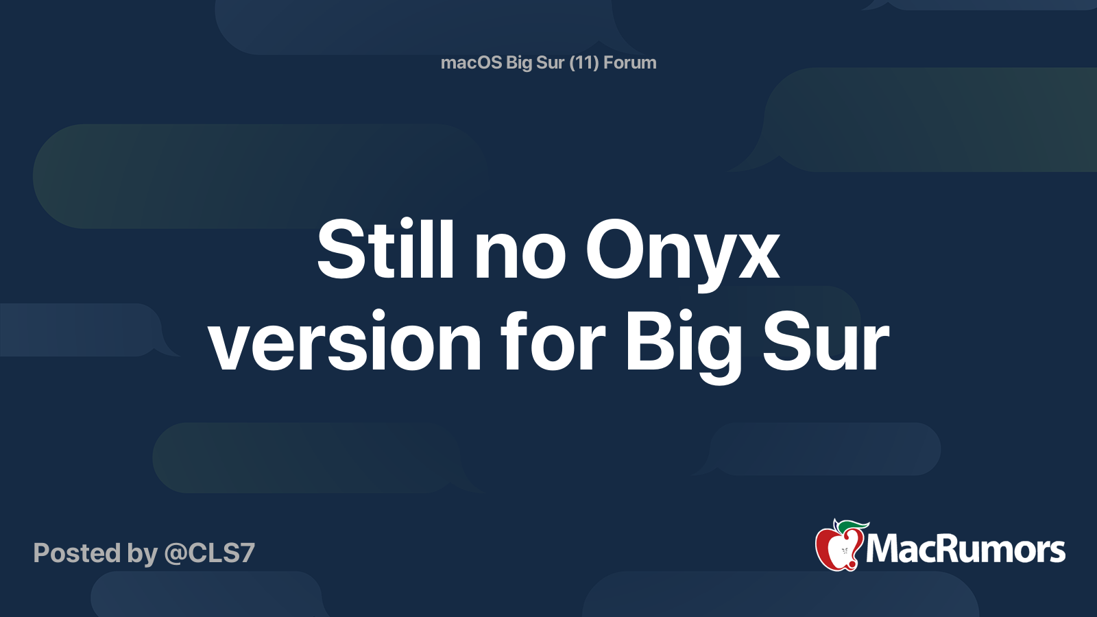 Still No Onyx Version For Big Sur Macrumors Forums