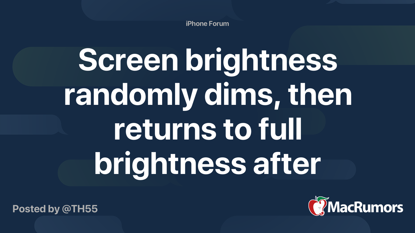 Screen brightness randomly dims, then returns to full brightness after