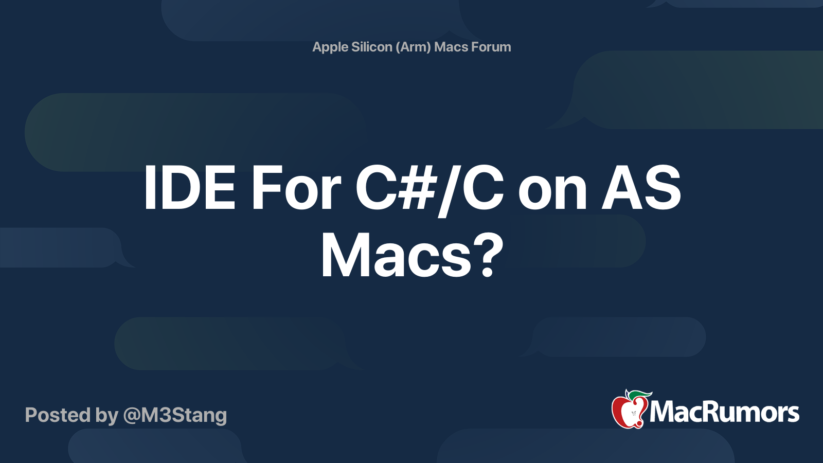 IDE For C#/C on AS Macs? | MacRumors Forums