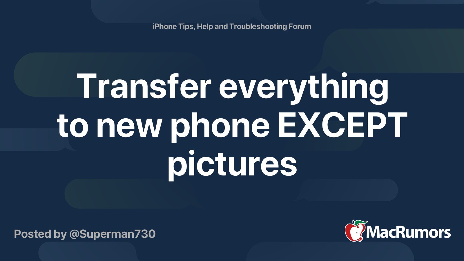 how to transfer everything to new iphone except photos