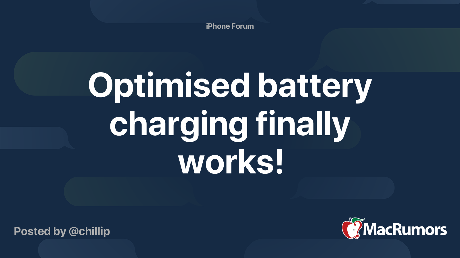 Optimised battery charging finally works! MacRumors Forums